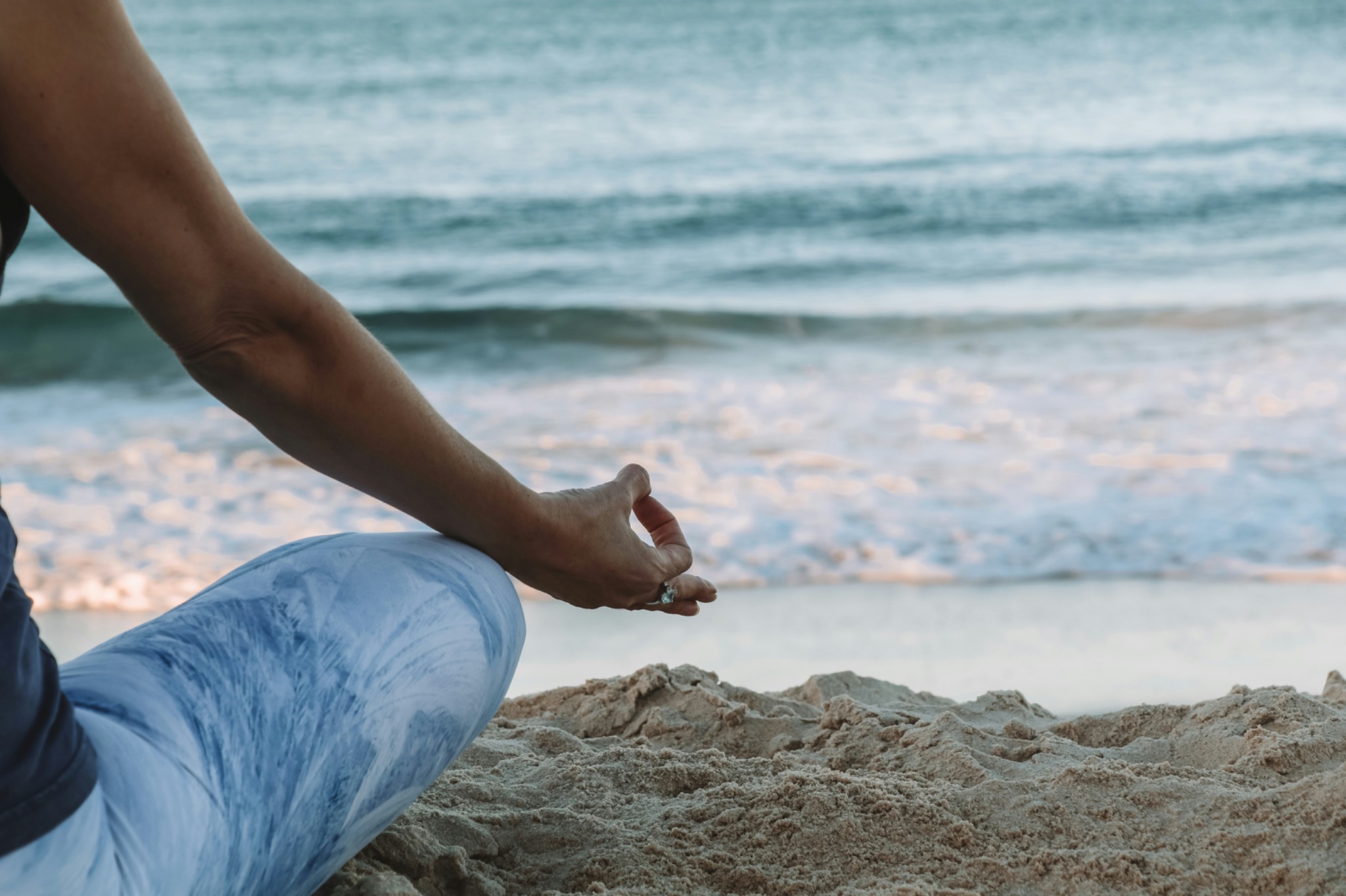 A calm mindful moment by the sea